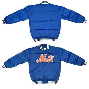 Starter New York Mets Bronx Satin Full-Snap Bomber Jacket Large $318
